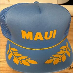 🔥 Vintage 80’s Blue and Yellow Maui Trucker Hat Adjustable 🔥
